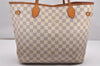 Authentic Louis Vuitton Damier Azur Neverfull MM Tote Bag N51107 LV 0934J