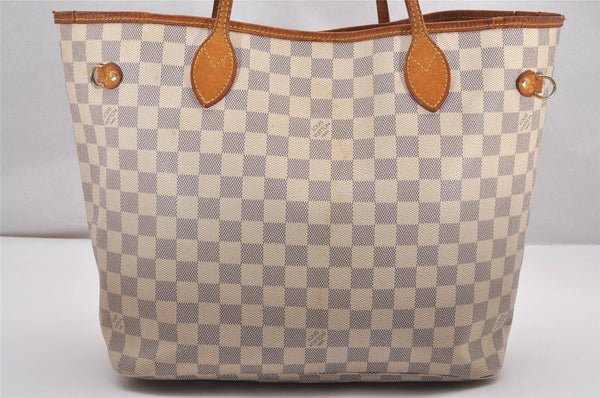 Authentic Louis Vuitton Damier Azur Neverfull MM Tote Bag N51107 LV 0934J