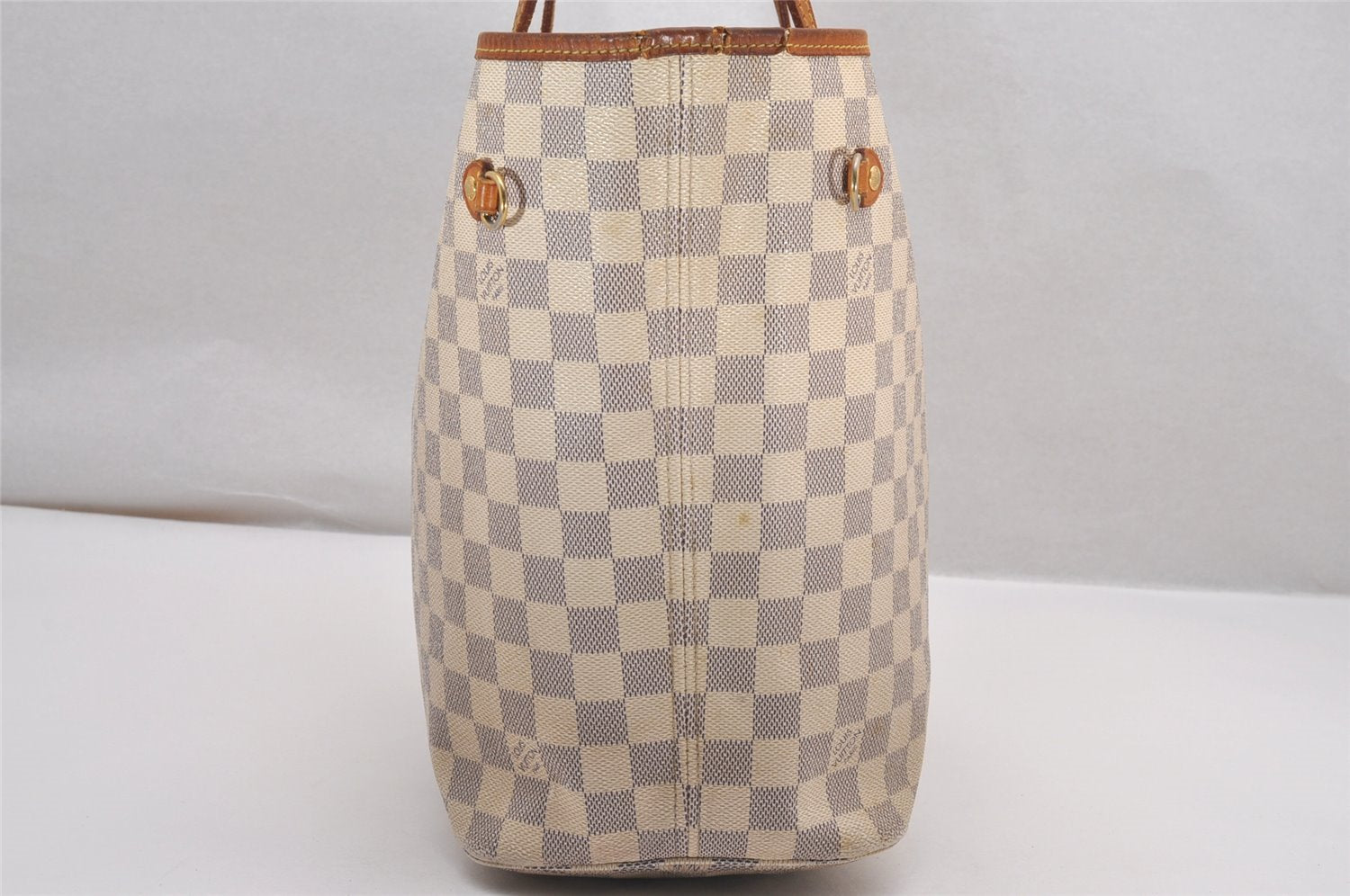 Authentic Louis Vuitton Damier Azur Neverfull MM Tote Bag N51107 LV 0934J