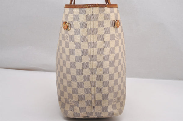 Authentic Louis Vuitton Damier Azur Neverfull MM Tote Bag N51107 LV 0934J