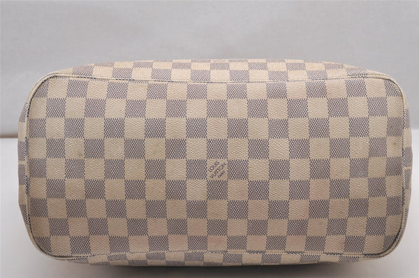 Authentic Louis Vuitton Damier Azur Neverfull MM Tote Bag N51107 LV 0934J