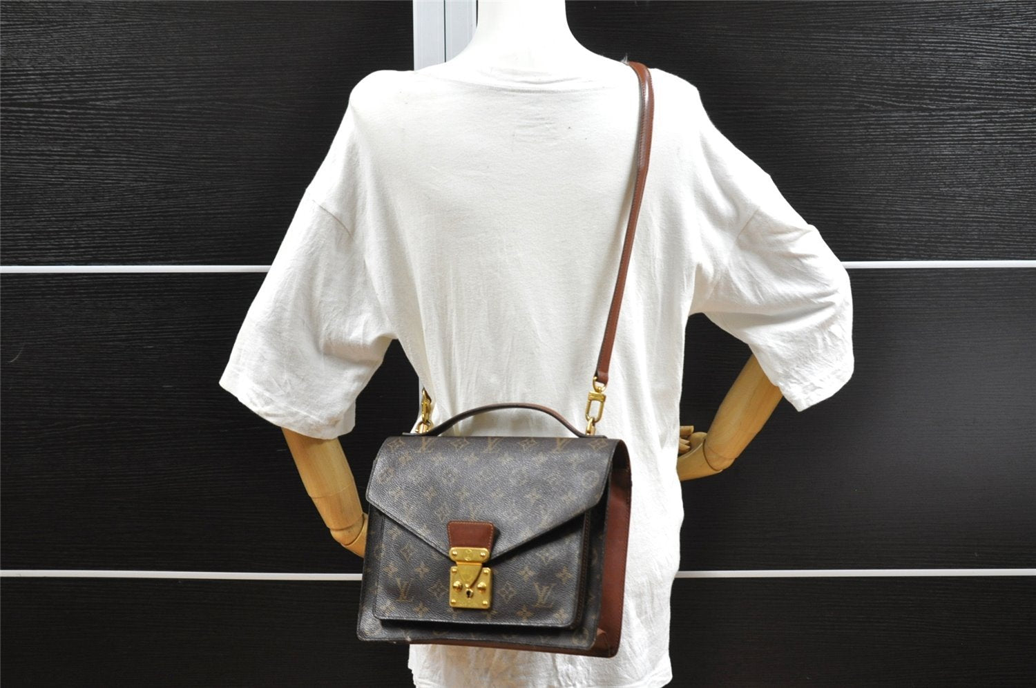 Authentic Louis Vuitton Monogram Monceau 2Way Shoulder Hand Bag M51185 LV 0936I