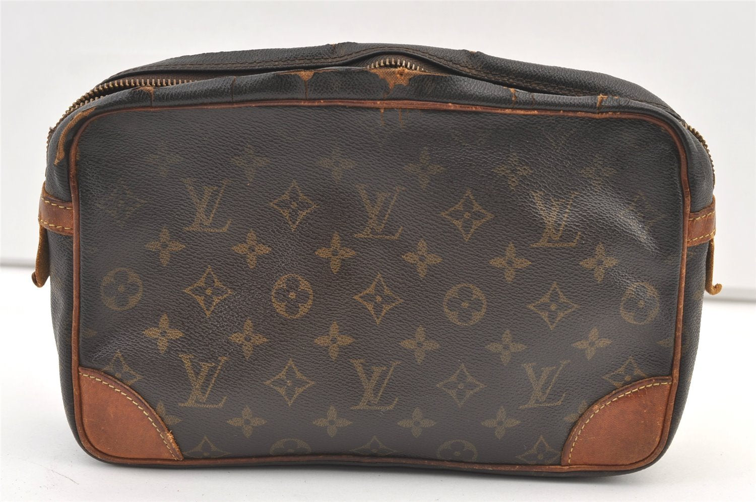 Authentic Louis Vuitton Monogram Compiegne 28 Clutch Hand Bag M51845 Junk 0937K