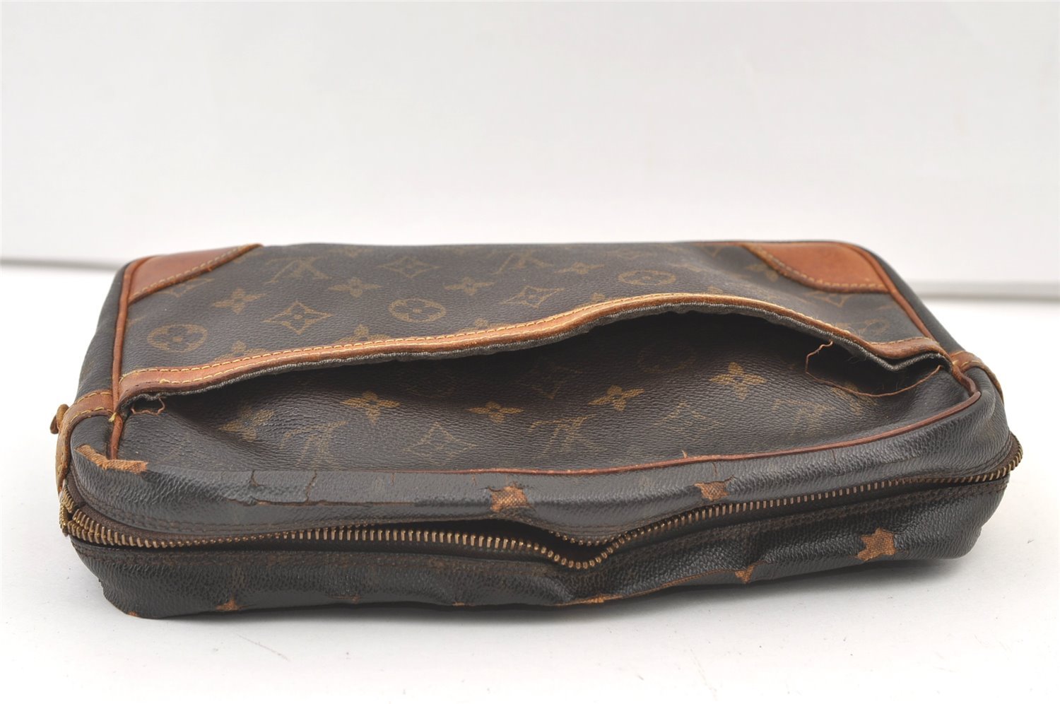 Authentic Louis Vuitton Monogram Compiegne 28 Clutch Hand Bag M51845 Junk 0937K