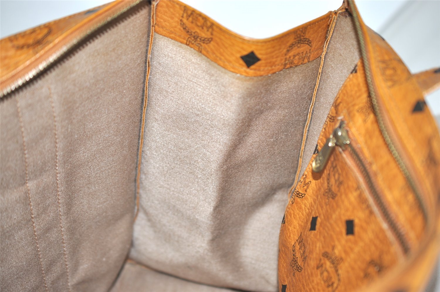 Authentic MCM Vintage Visetos Leather Shoulder Tote Bag Brown 0938I