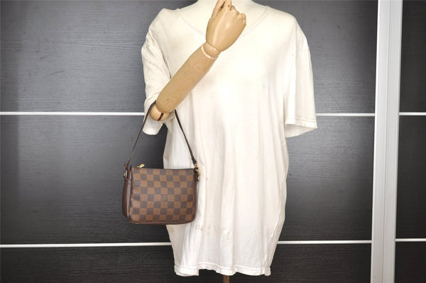 Authentic Louis Vuitton Damier Trousse Makeup Hand Bag Pouch N51982 LV 0939I