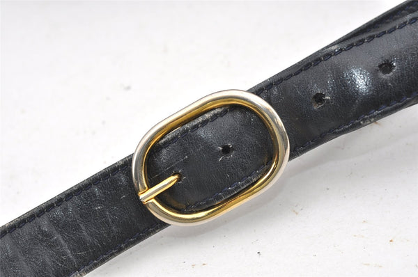 Authentic GUCCI Vintage Shoulder Bag Purse Leather Navy 0939J