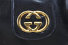 Authentic GUCCI Vintage Shoulder Bag Purse Leather Navy 0939J