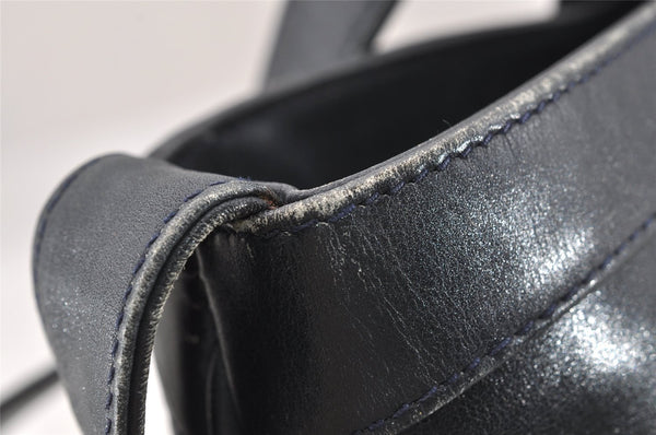 Authentic GUCCI Vintage Shoulder Bag Purse Leather Navy 0939J