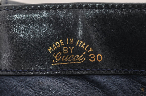 Authentic GUCCI Vintage Shoulder Bag Purse Leather Navy 0939J