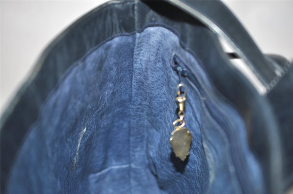 Authentic GUCCI Vintage Shoulder Bag Purse Leather Navy 0939J