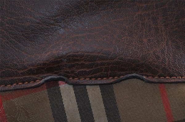 Authentic Burberrys Nova Check Canvas Leather Travel Boston Bag Beige 0941J