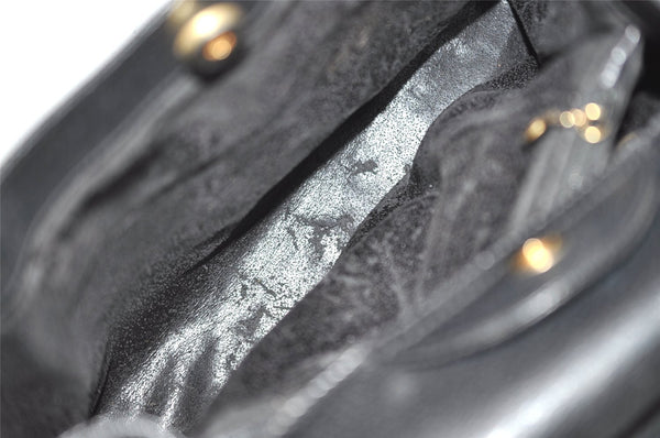 Authentic GUCCI Vintage Bamboo Hand Bag Leather Black Junk 0944I