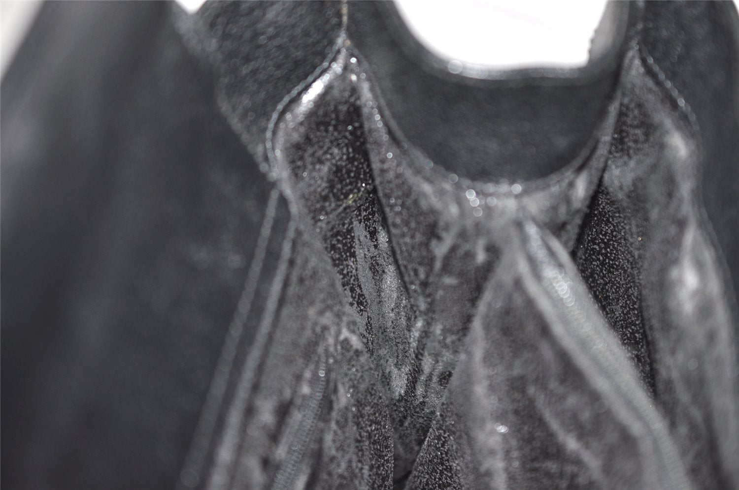 Authentic GUCCI Vintage Bamboo Hand Bag Leather Black Junk 0944I