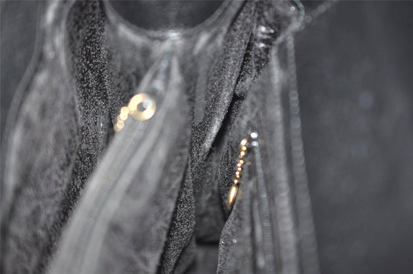 Authentic GUCCI Vintage Bamboo Hand Bag Leather Black Junk 0944I