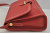 Authentic LOEWE Vintage Anagram Shoulder Cross Bag Purse Leather Red 0944J