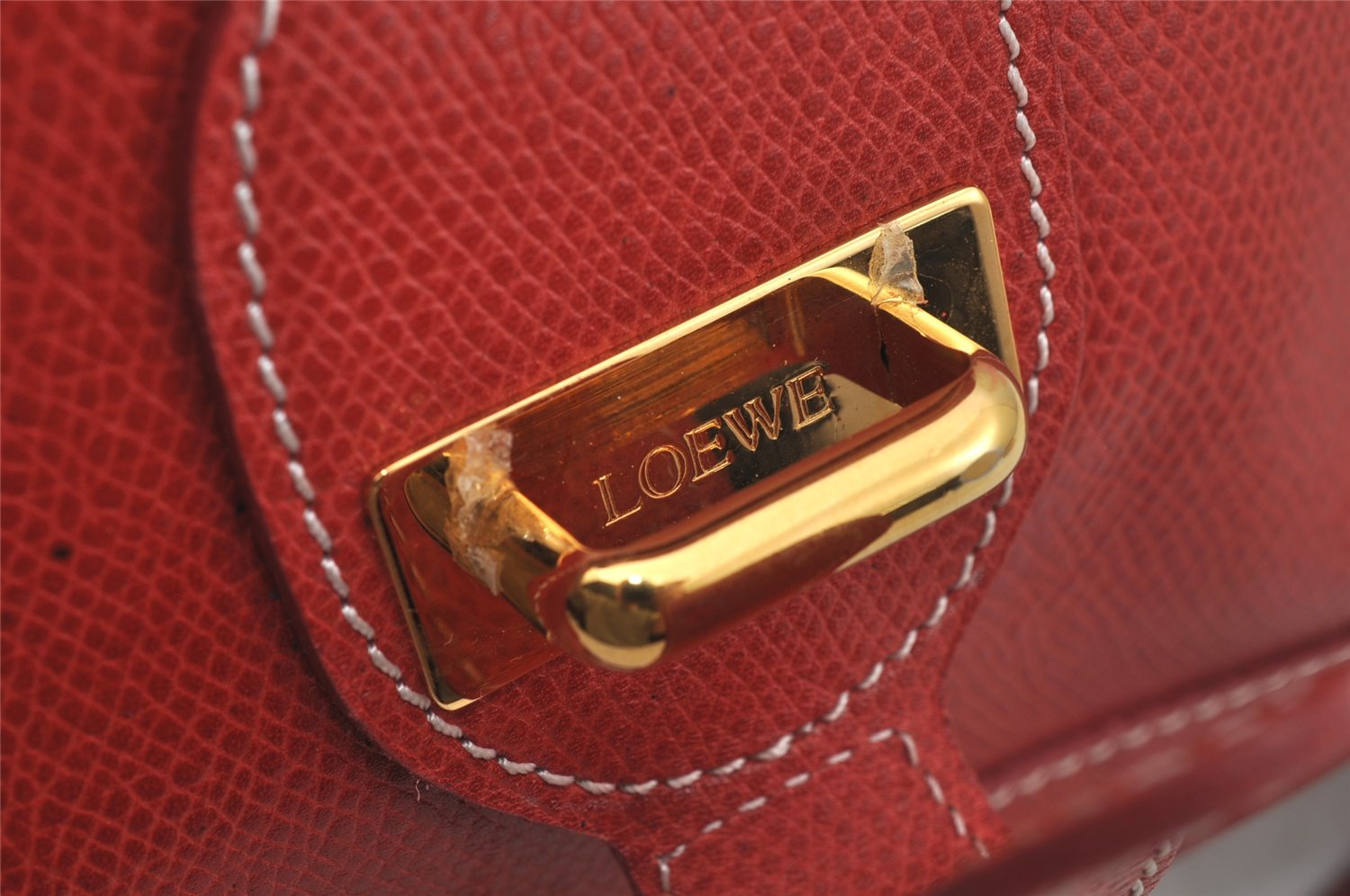 Authentic LOEWE Vintage Anagram Shoulder Cross Bag Purse Leather Red 0944J