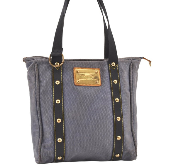 Authentic Louis Vuitton Antigua Cabas MM Tote Bag Blue M40087 Junk 0946K