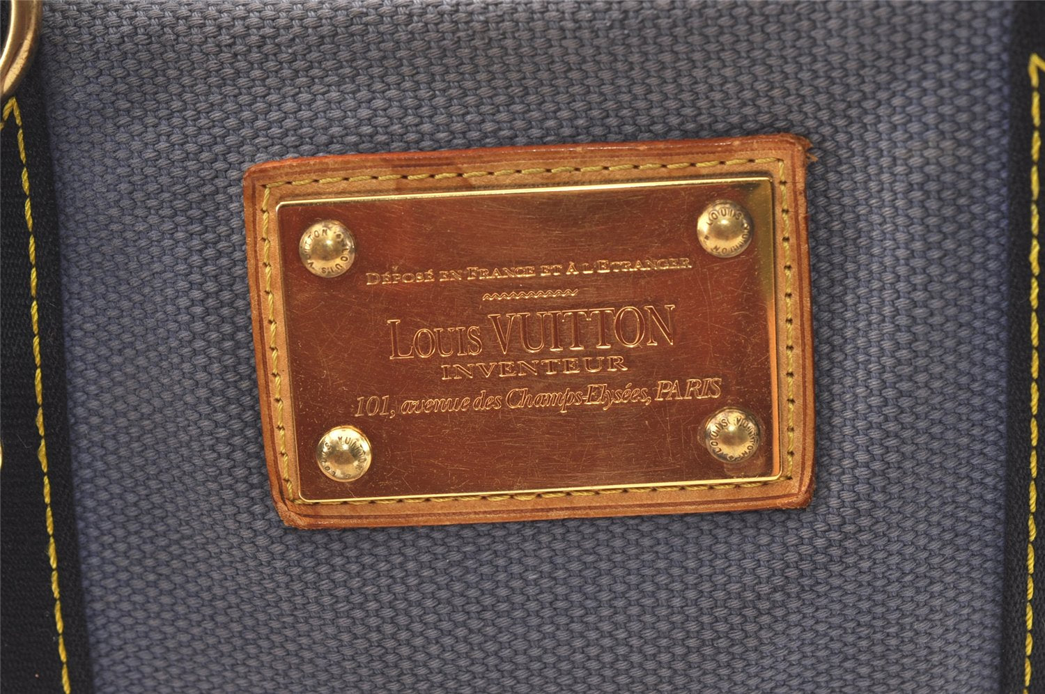 Authentic Louis Vuitton Antigua Cabas MM Tote Bag Blue M40087 Junk 0946K