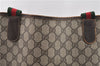 Authentic GUCCI Web Sherry Line Shoulder Tote Bag GG PVC Leather Brown 0947G