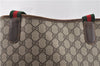 Authentic GUCCI Web Sherry Line Shoulder Tote Bag GG PVC Leather Brown 0947G