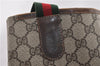 Authentic GUCCI Web Sherry Line Shoulder Tote Bag GG PVC Leather Brown 0947G