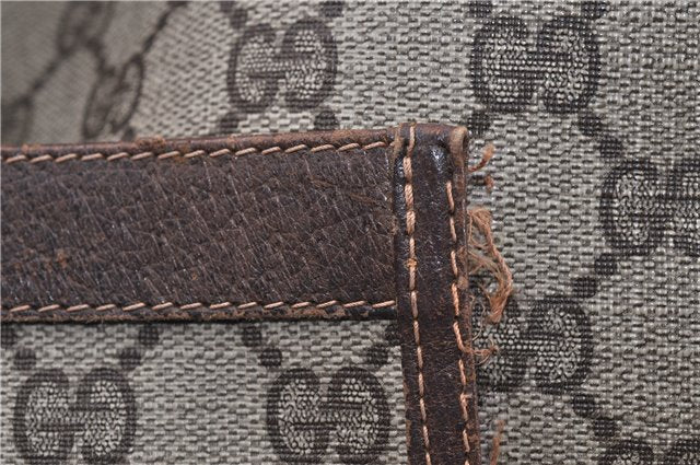 Authentic GUCCI Web Sherry Line Shoulder Tote Bag GG PVC Leather Brown 0947G