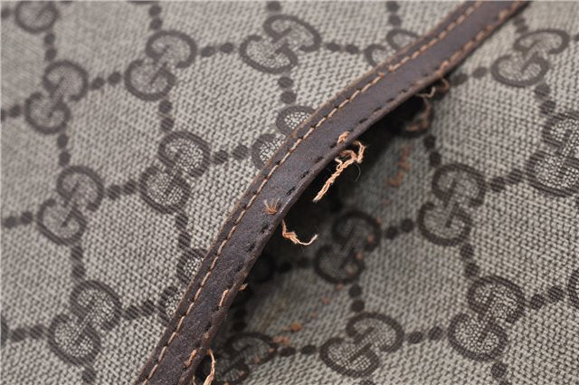 Authentic GUCCI Web Sherry Line Shoulder Tote Bag GG PVC Leather Brown 0947G