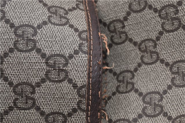 Authentic GUCCI Web Sherry Line Shoulder Tote Bag GG PVC Leather Brown 0947G