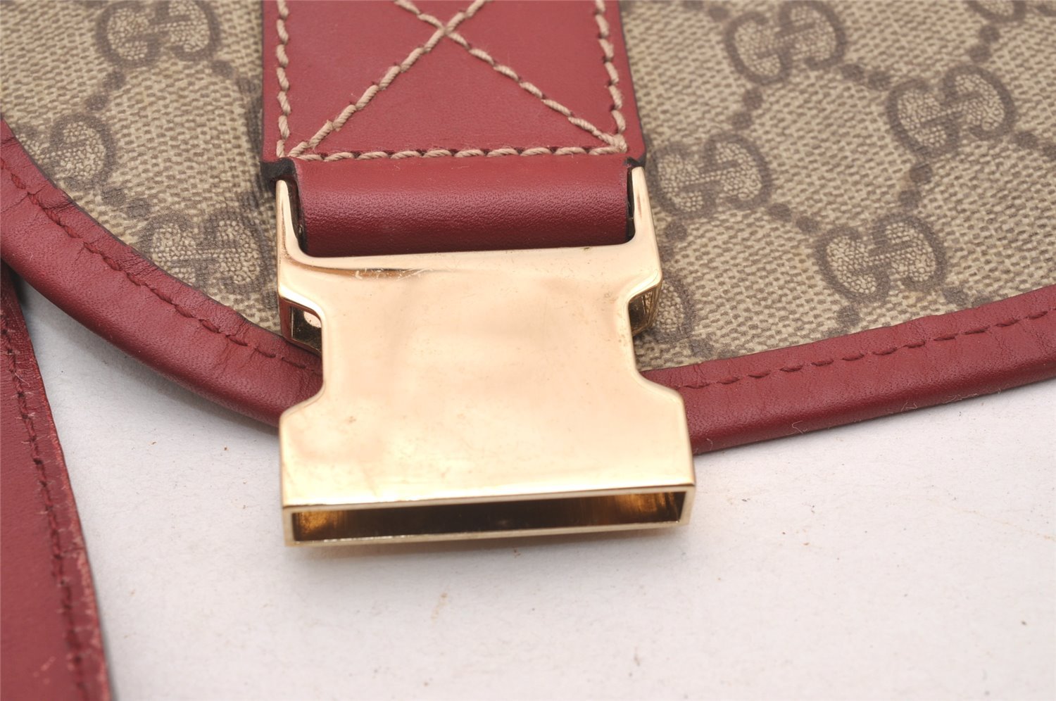 Authentic GUCCI Shoulder Cross Body Bag GG PVC Leather 201732 Brown 0948I