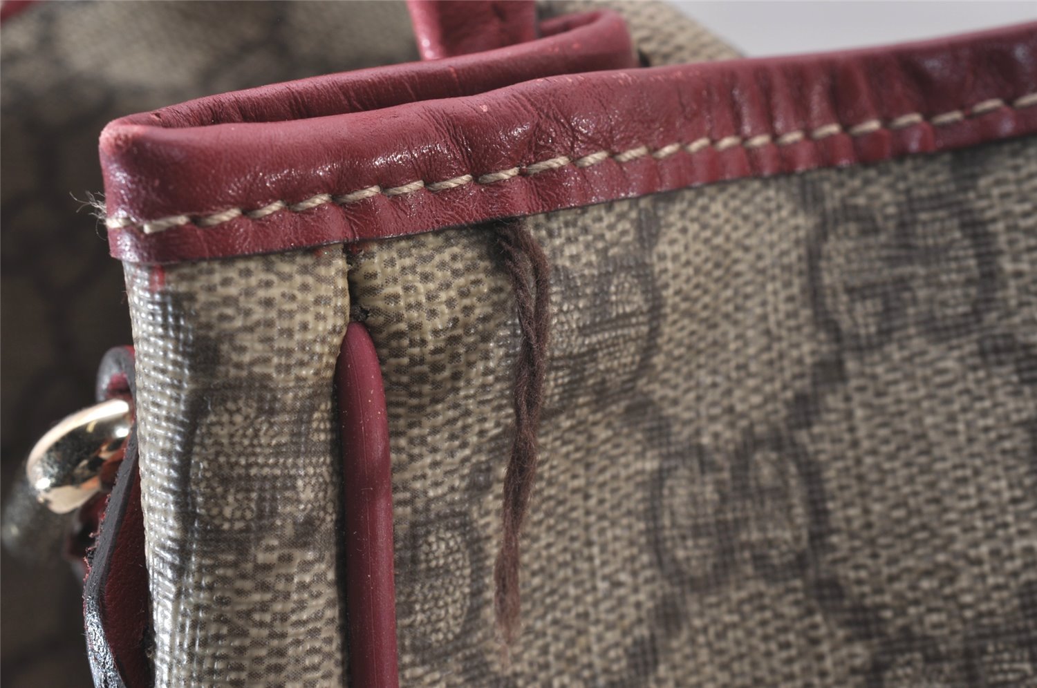 Authentic GUCCI Shoulder Cross Body Bag GG PVC Leather 201732 Brown 0948I