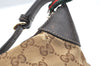 Auth GUCCI Web Sherry Line Hand Bag Pouch GG Canvas Leather 224093 Brown 0949H