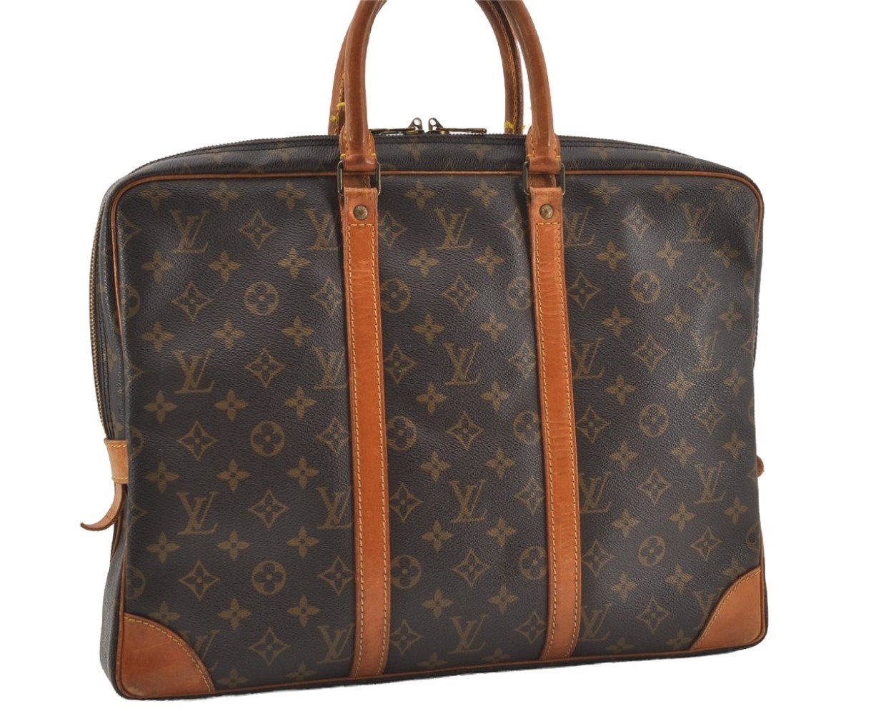 Authentic Louis Vuitton Monogram Porte Documents Voyage M53361 Briefcase 0953J