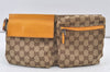 Authentic GUCCI Sherry Line Waist Body Bag GG Canvas Leather 28566 Brown 0953K
