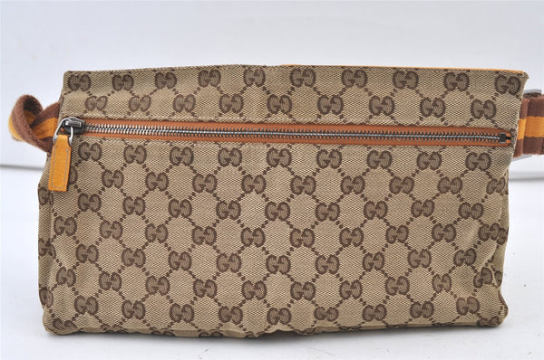 Authentic GUCCI Sherry Line Waist Body Bag GG Canvas Leather 28566 Brown 0953K