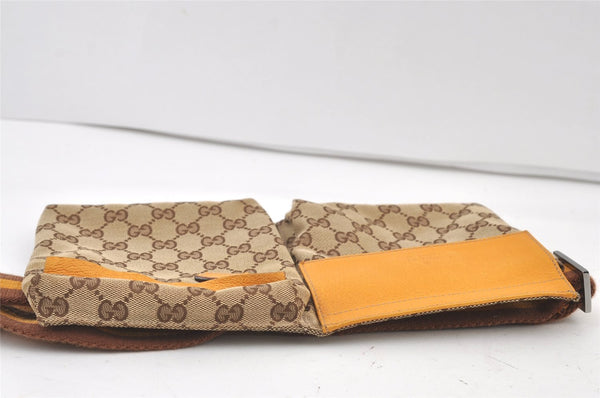 Authentic GUCCI Sherry Line Waist Body Bag GG Canvas Leather 28566 Brown 0953K