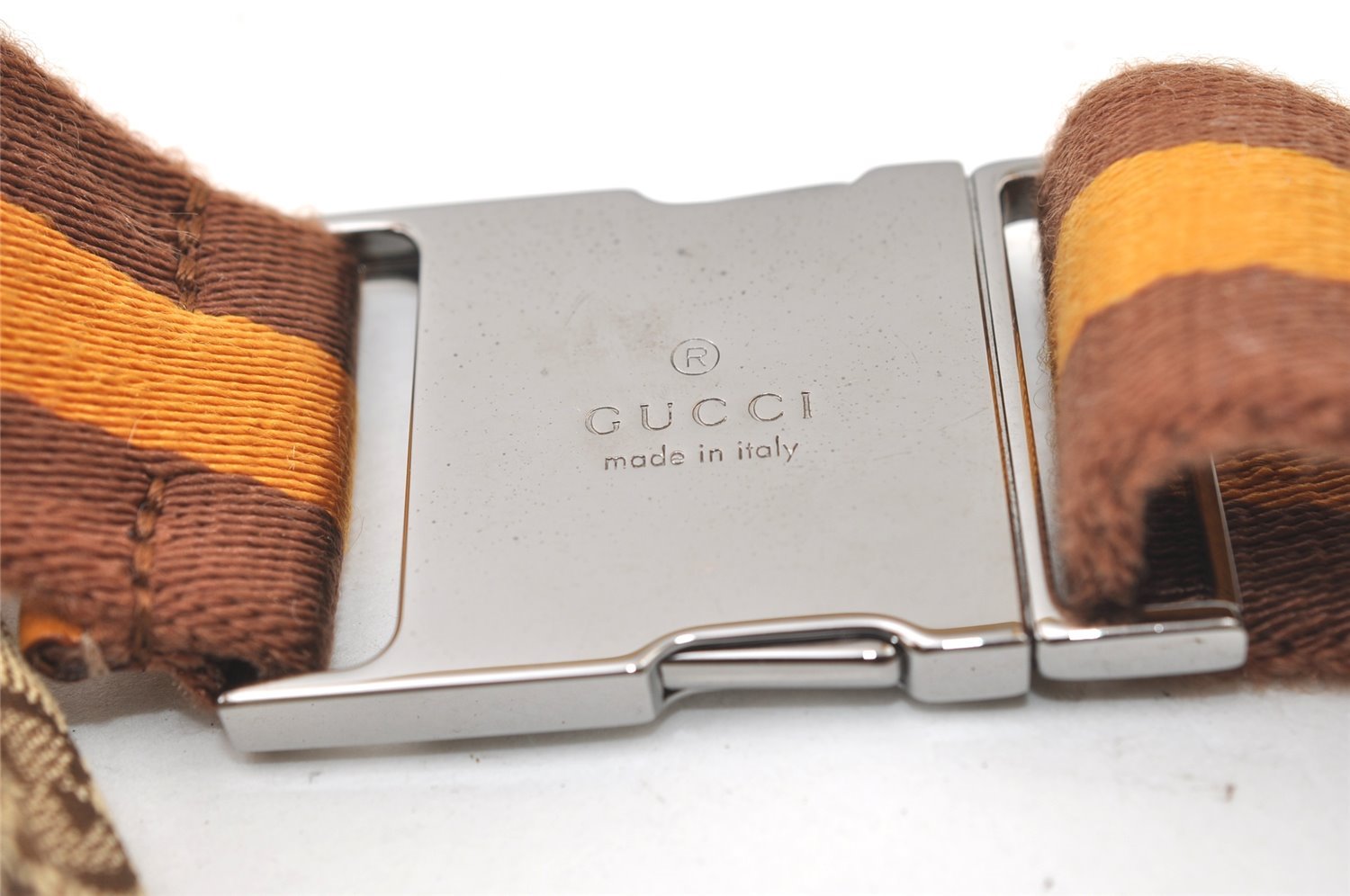 Authentic GUCCI Sherry Line Waist Body Bag GG Canvas Leather 28566 Brown 0953K
