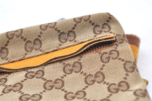 Authentic GUCCI Sherry Line Waist Body Bag GG Canvas Leather 28566 Brown 0953K