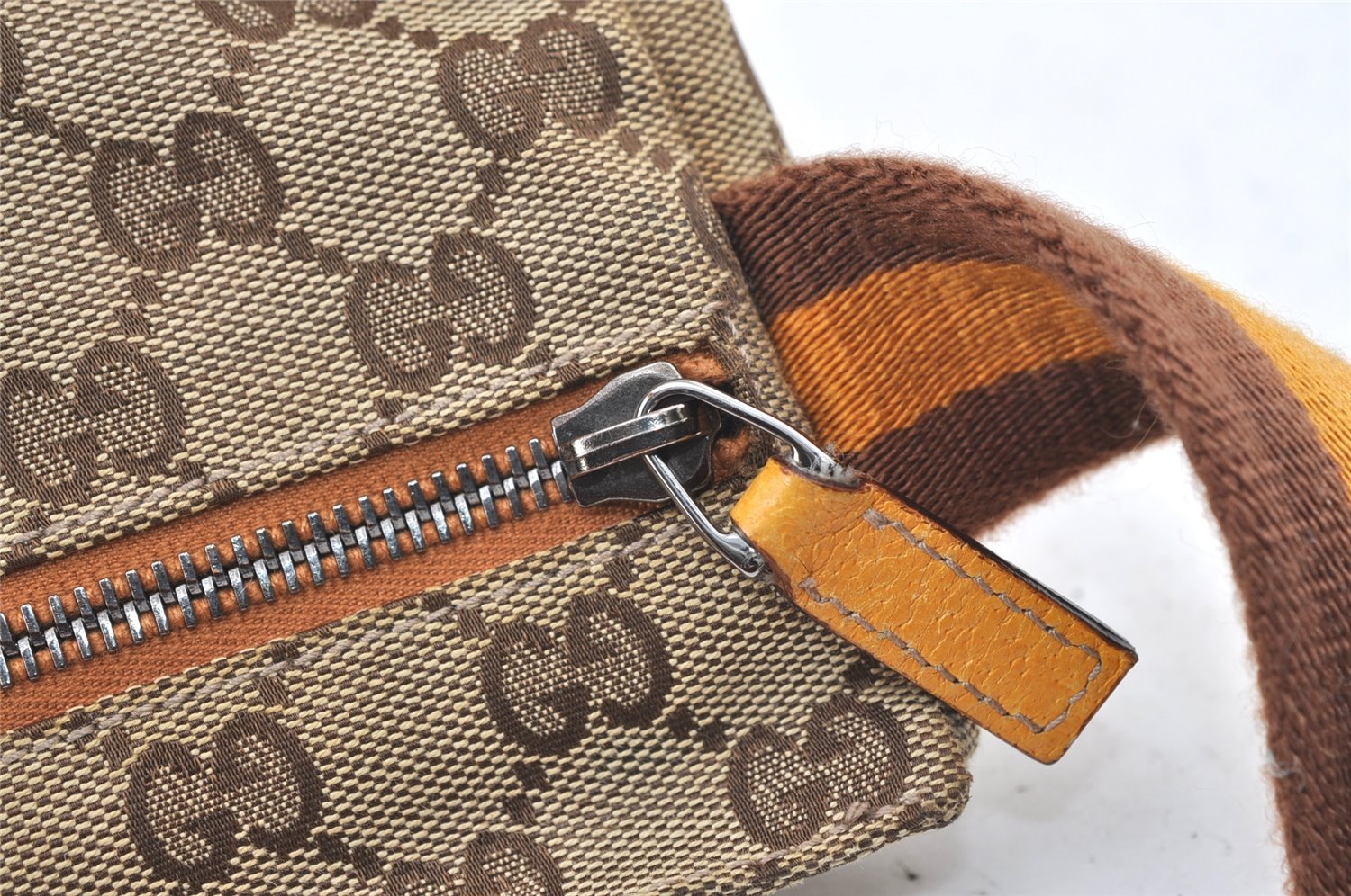 Authentic GUCCI Sherry Line Waist Body Bag GG Canvas Leather 28566 Brown 0953K