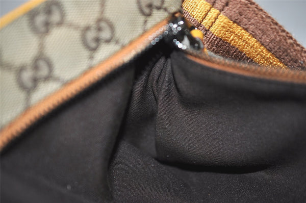 Authentic GUCCI Sherry Line Waist Body Bag GG Canvas Leather 28566 Brown 0953K