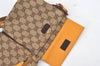 Authentic GUCCI Sherry Line Waist Body Bag GG Canvas Leather 28566 Brown 0953K