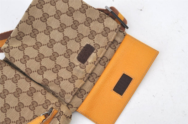 Authentic GUCCI Sherry Line Waist Body Bag GG Canvas Leather 28566 Brown 0953K