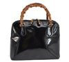 Authentic GUCCI Vintage Bamboo 2Way Shoulder Hand Bag Purse Enamel Black 0954K