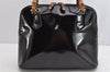 Authentic GUCCI Vintage Bamboo 2Way Shoulder Hand Bag Purse Enamel Black 0954K