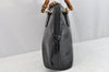 Authentic GUCCI Vintage Bamboo 2Way Shoulder Hand Bag Purse Enamel Black 0954K