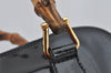 Authentic GUCCI Vintage Bamboo 2Way Shoulder Hand Bag Purse Enamel Black 0954K