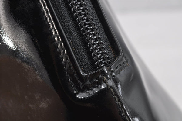 Authentic GUCCI Vintage Bamboo 2Way Shoulder Hand Bag Purse Enamel Black 0954K