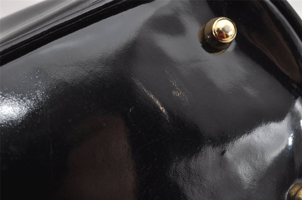 Authentic GUCCI Vintage Bamboo 2Way Shoulder Hand Bag Purse Enamel Black 0954K