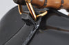 Authentic GUCCI Vintage Bamboo 2Way Shoulder Hand Bag Purse Enamel Black 0954K