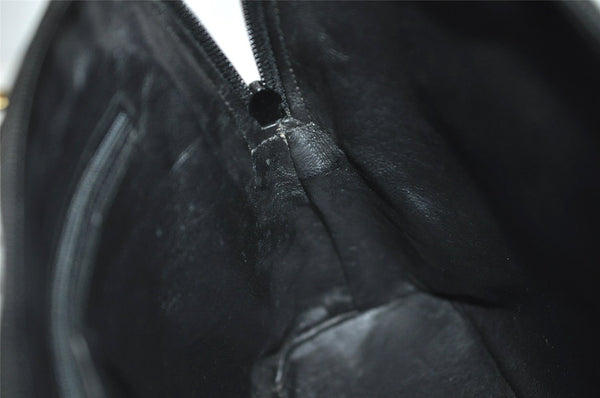 Authentic GUCCI Vintage Bamboo 2Way Shoulder Hand Bag Purse Enamel Black 0954K